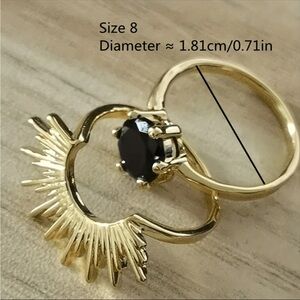 Gold and Black Sunburst Ring Set